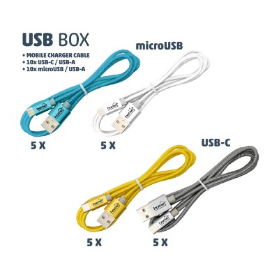 Cablu de incarcare USB, mixt, 20 buc/display - USB BOX